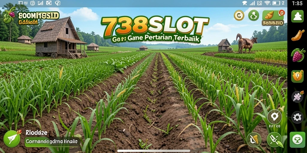 Tampilan gameplay seru dari 738SLOT yang menunjukkan proses bertani.