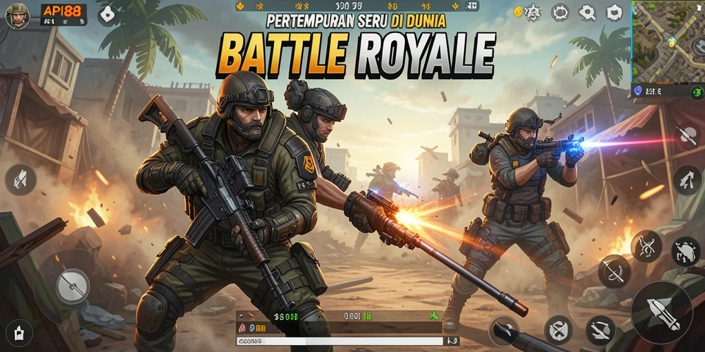 Screenshot menampilkan aksi seru di game Battle Royale API88.