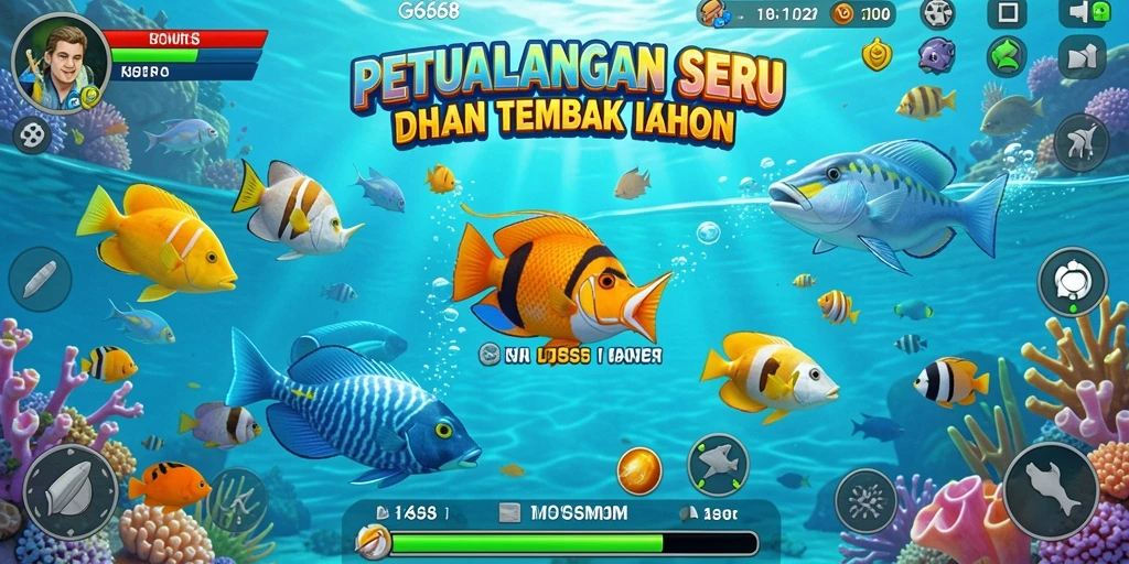 Gameplay Tembak Ikan yang mengasyikkan dengan grafis cerah.