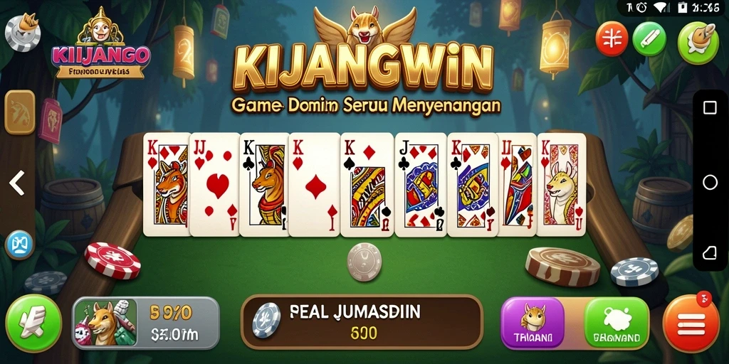 Screenshot gameplay KIJANGWIN yang menunjukkan serunya permainan Domino.