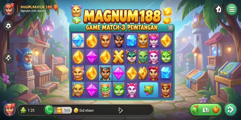 Gameplay seru MAGNUM188 saat mencocokkan permata di level tersulit.