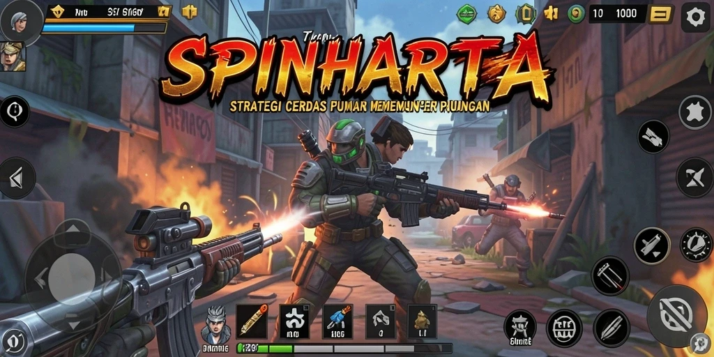 Tangkapan layar SPINHARTA menampilkan aksi intens dengan strategi yang mendalam.