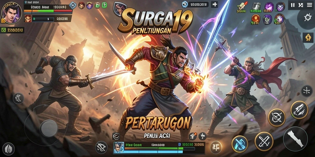 Tampilan aksi mendebarkan dari gameplay Fighting SURGA19.