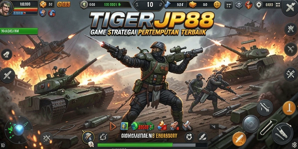 Screenshot utama TIGERJP88 menampilkan pertempuran epik dan strategi kerajaan.